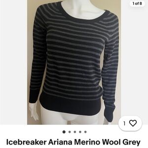 Icebreaker Striped Crew Neck Sweater - Black and Gray